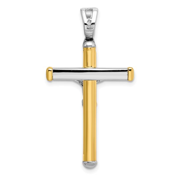 14K Two-tone Polished Crucifix Pendant - Image 3