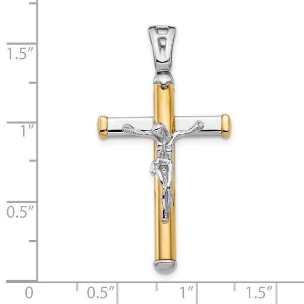 14K Two-tone Polished Crucifix Pendant - Image 4