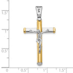 14K Two-tone Polished Crucifix Pendant - Image 4