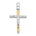 14K Two-tone Polished Crucifix Pendant