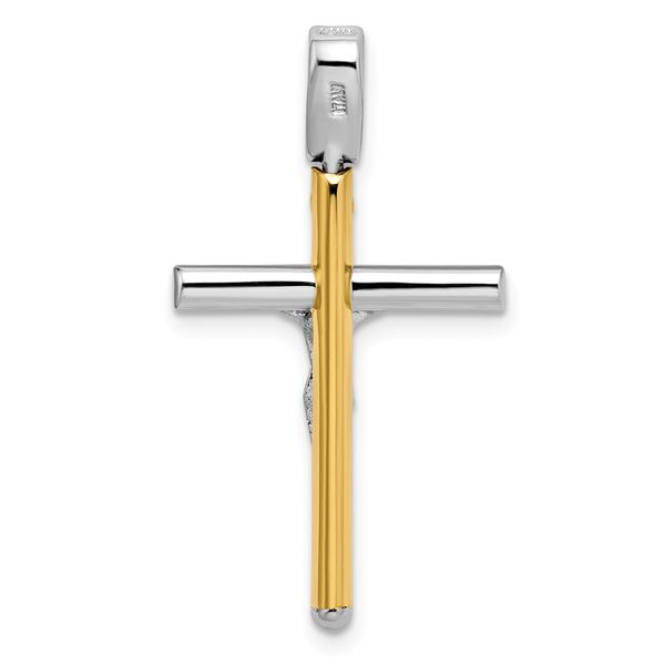 14K Two-tone Polished Crucifix Pendant - Image 3