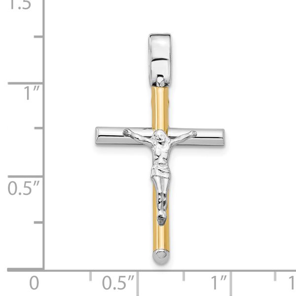 14K Two-tone Polished Crucifix Pendant - Image 4