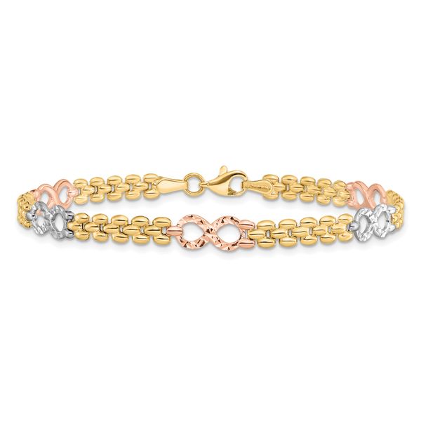 Leslie's 14K Tri-color Polished and Textured Infinity Fancy Bracelet - Image 3