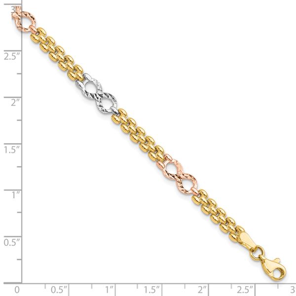 Leslie's 14K Tri-color Polished and Textured Infinity Fancy Bracelet - Image 4