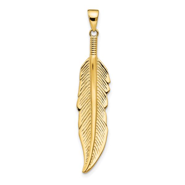 14K Feather Pendant