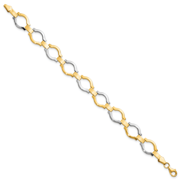 Leslie's 14K w/Rhodium Fancy Link Bracelet - Image 2