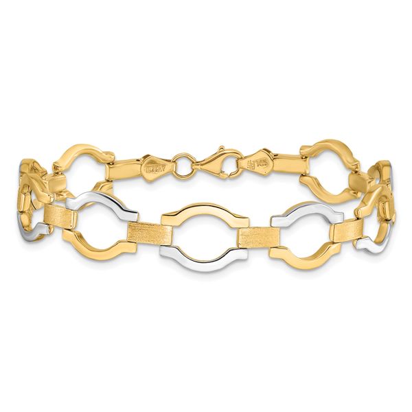 Leslie's 14K w/Rhodium Fancy Link Bracelet - Image 3