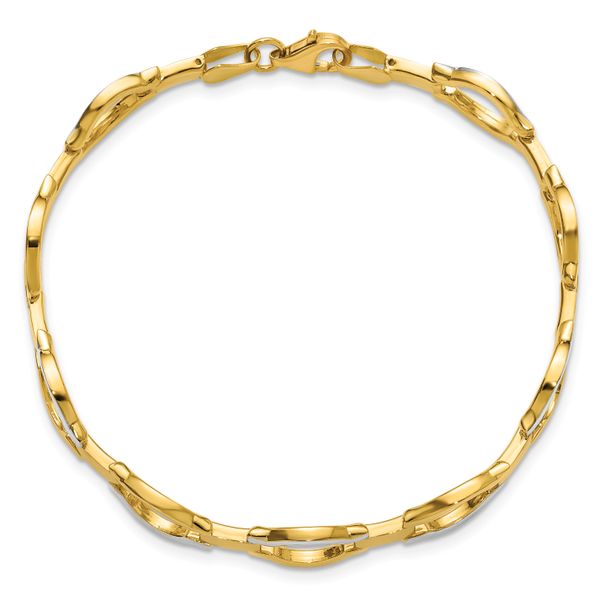 Leslie's 14K w/Rhodium Fancy Link Bracelet - Image 4