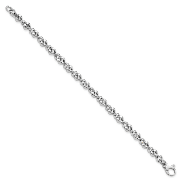 14K White Gold Polished Fancy Twisted Link Bracelet - Image 2