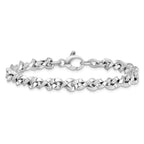 14K White Gold Polished Fancy Twisted Link Bracelet - Image 3