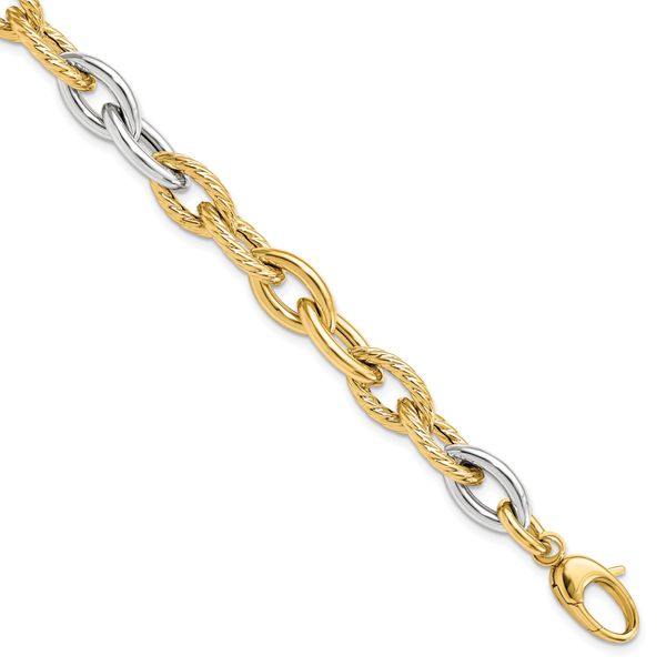 Leslie's 14K Two-tone Polished Fancy Link Bracelet