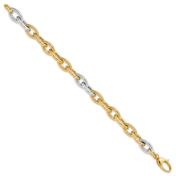 Leslie's 14K Two-tone Polished Fancy Link Bracelet - Image 2