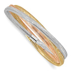 14K Tri-color Stretch Mesh Three Intertwined Bracelet