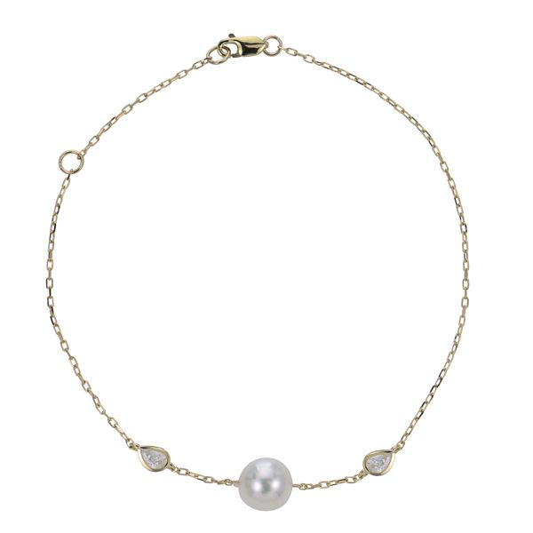 14KT Yellow Gold Akoya Pearl & LGD Bracelet