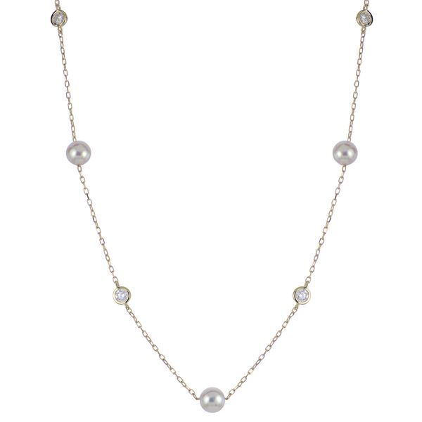 14KT Yellow Gold Akoya Pearl & LGD Necklace