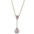 14KT Yellow Gold Akoya Pearl & LGD Necklace