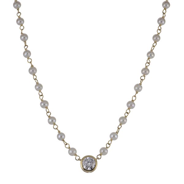 14KT Yellow Gold Freshwater Pearl & LGD Necklace