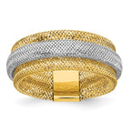 Leslie's 14K w/Rhodium Polished/Textured Stretch Ring