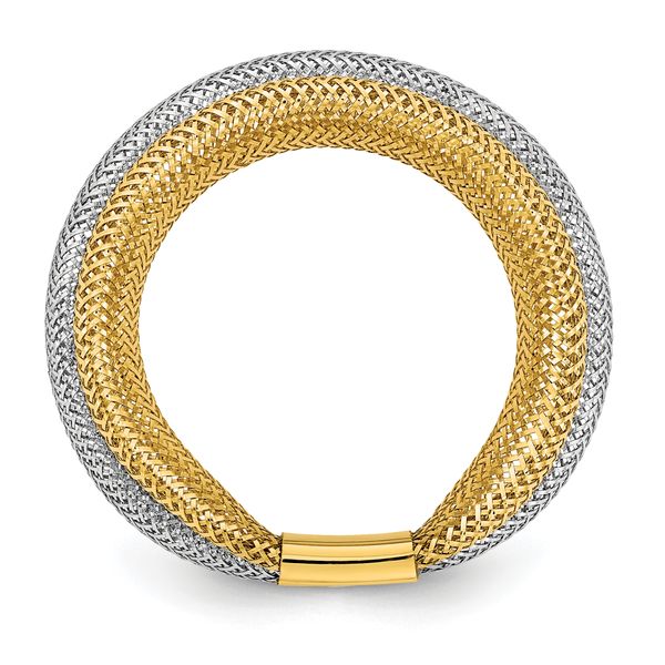 Leslie's 14K w/Rhodium Polished/Textured Stretch Ring - Image 2