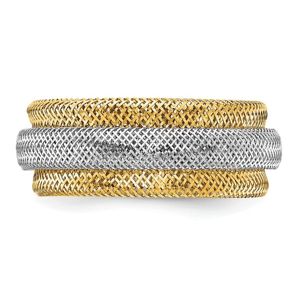 Leslie's 14K w/Rhodium Polished/Textured Stretch Ring - Image 4