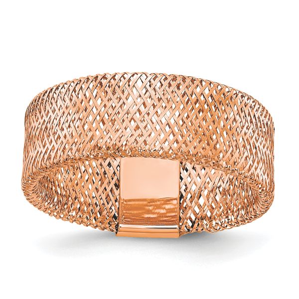 Leslie's 14k with Rose Gold Plating Polished/Textured Stretch Ring