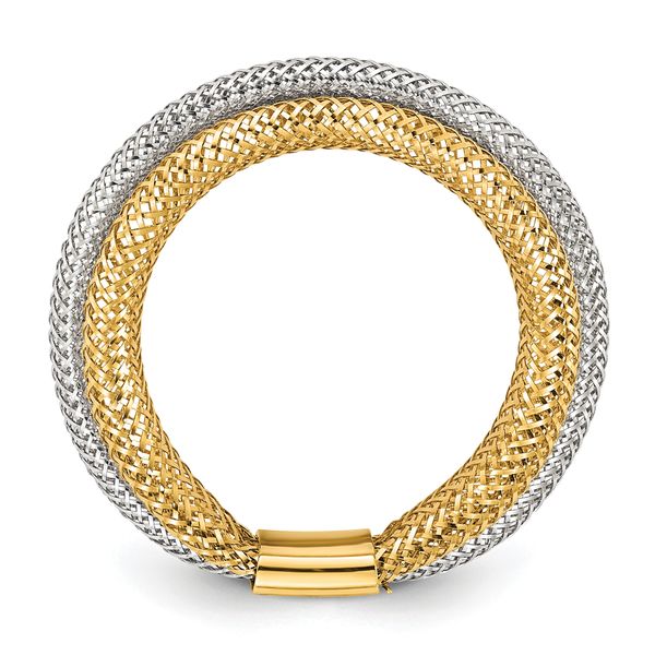 Leslie's 14K w/Rhodium Polished/Textured Stretch Ring - Image 2