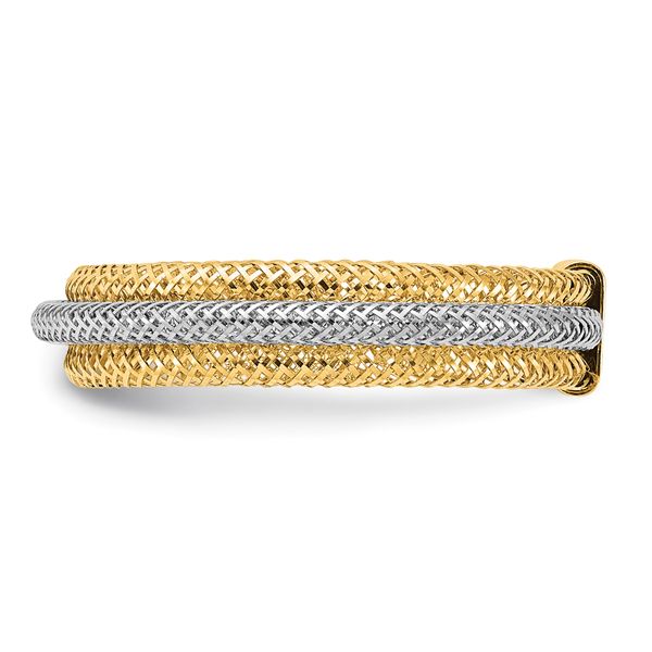 Leslie's 14K w/Rhodium Polished/Textured Stretch Ring - Image 3