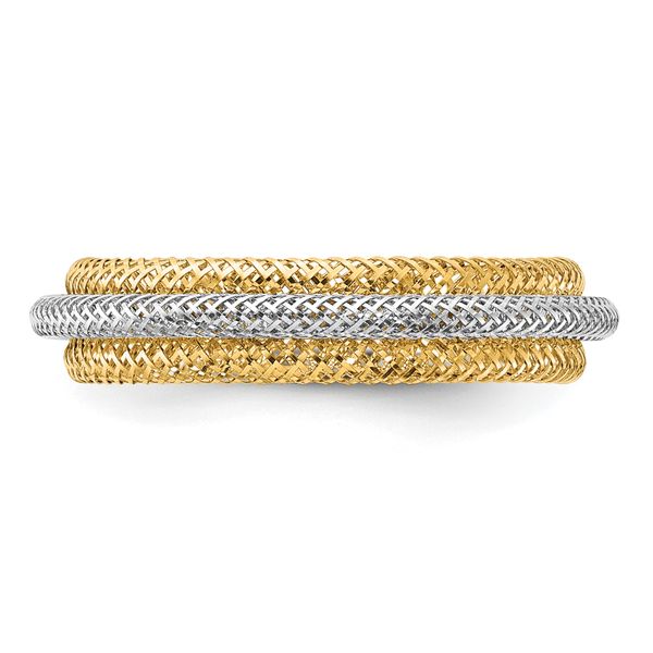 Leslie's 14K w/Rhodium Polished/Textured Stretch Ring - Image 4