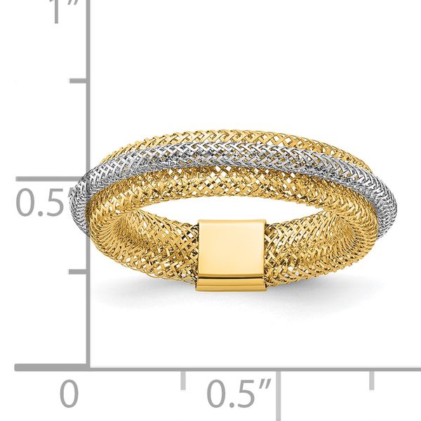 Leslie's 14K w/Rhodium Polished/Textured Stretch Ring - Image 5