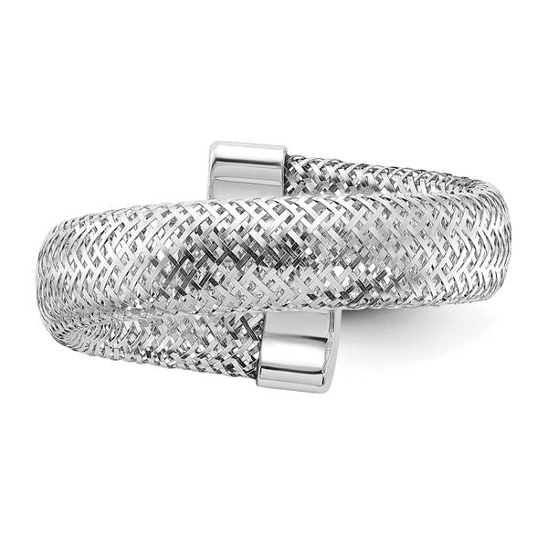 Leslie's 14K w/Rhodium Mesh Bypass Stretch Ring - Image 4