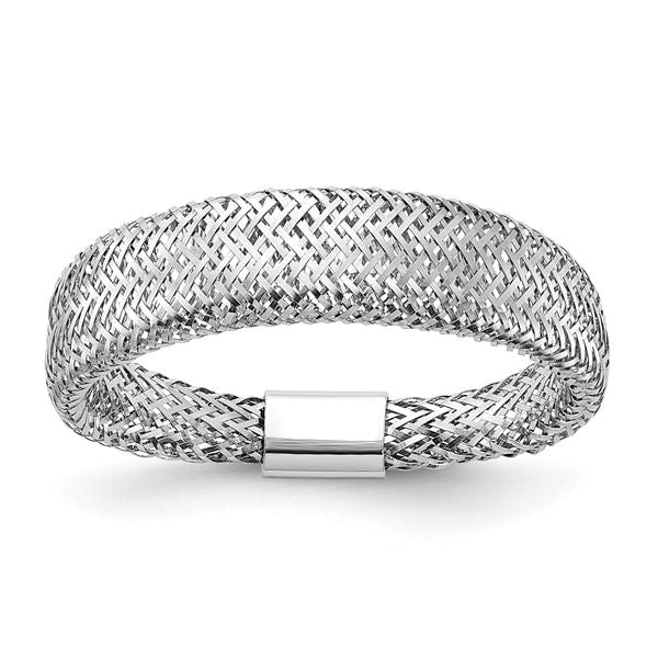 Leslie's 14K w/Rhodium Mesh Tapered Stretch Ring