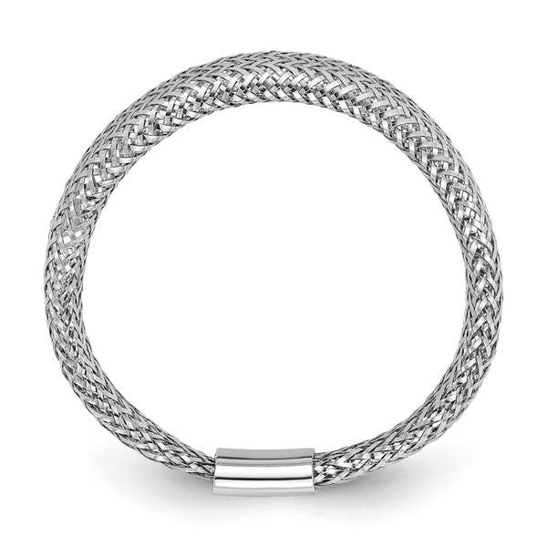 Leslie's 14K w/Rhodium Mesh Tapered Stretch Ring - Image 2
