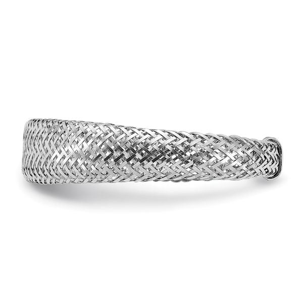 Leslie's 14K w/Rhodium Mesh Tapered Stretch Ring - Image 3