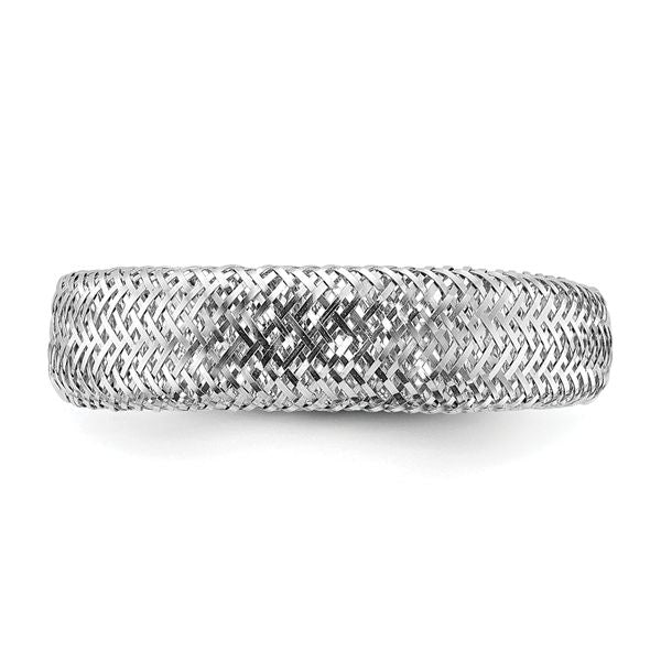 Leslie's 14K w/Rhodium Mesh Tapered Stretch Ring - Image 4