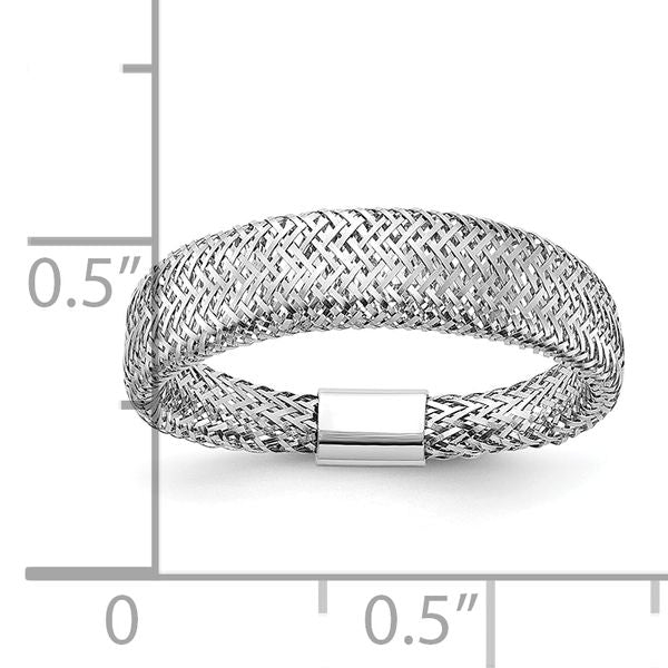 Leslie's 14K w/Rhodium Mesh Tapered Stretch Ring - Image 5