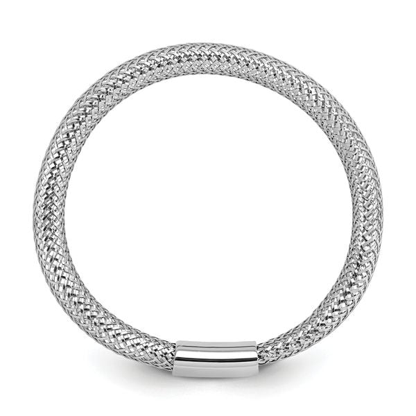 Leslie's 14K w/White Rhodium Plating Polished Mesh Stretch Ring - Image 2