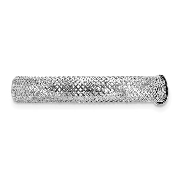 Leslie's 14K w/White Rhodium Plating Polished Mesh Stretch Ring - Image 3