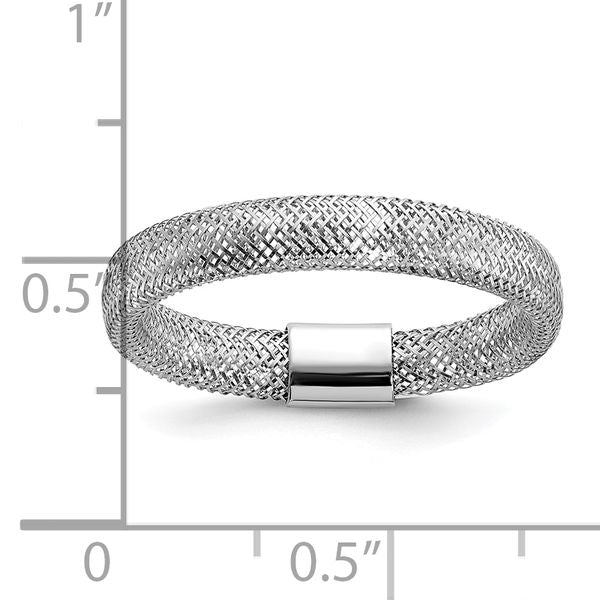 Leslie's 14K w/White Rhodium Plating Polished Mesh Stretch Ring - Image 5