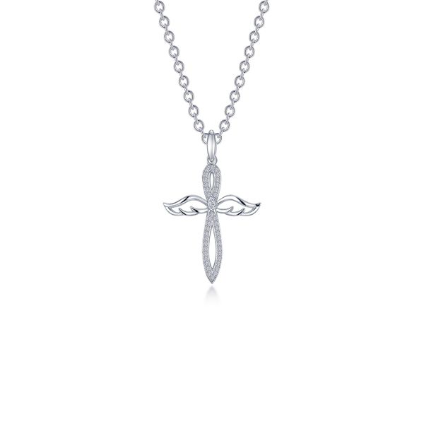 0.74 CTW Angel Wings Cross Necklace