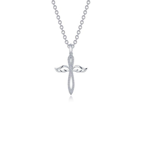 0.74 CTW Angel Wings Cross Necklace
