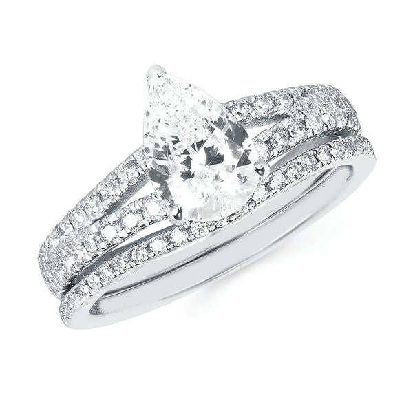 14k White Gold Bridal Set