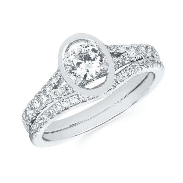 14k White Gold Bridal Set