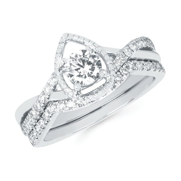 14k White Gold Bridal Set