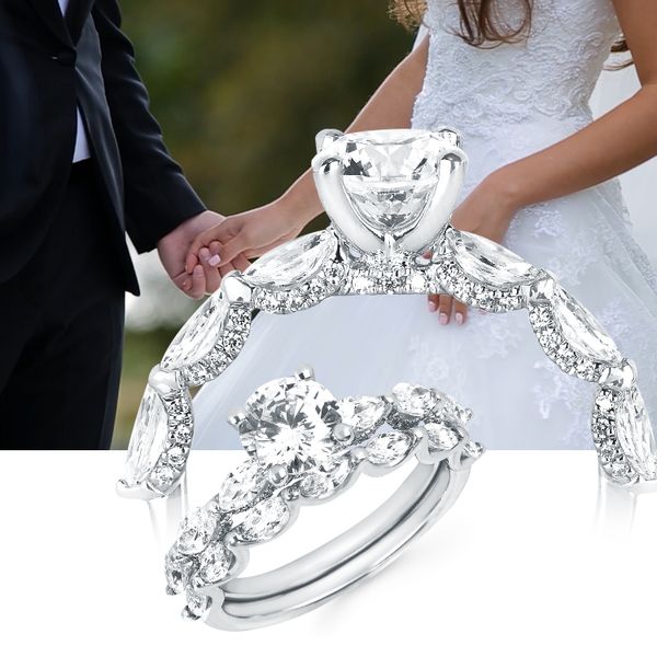 14k White Gold Bridal Set - Image 5