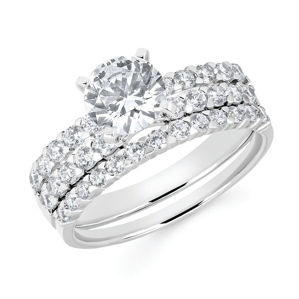 14k White Gold Bridal Set