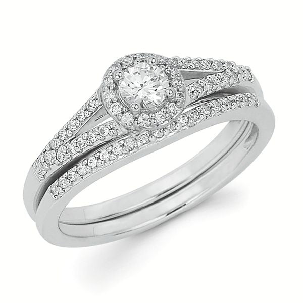 14k White Gold Bridal Set