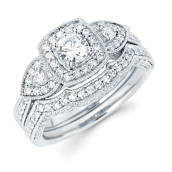 14k White Gold Bridal Set