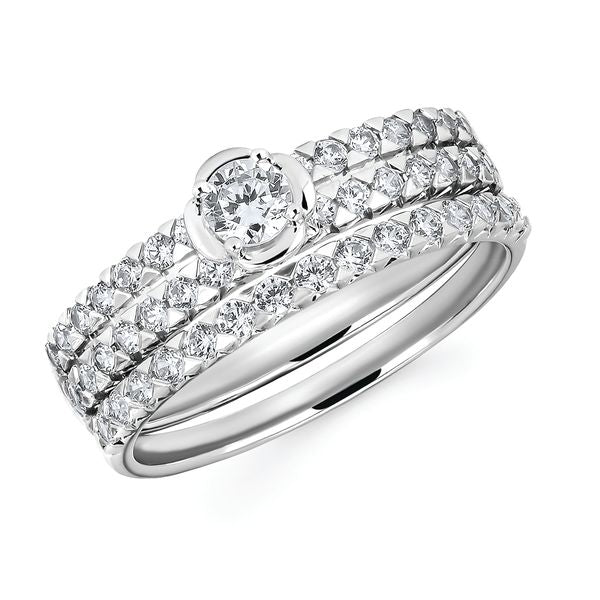 14k White Gold Bridal Set