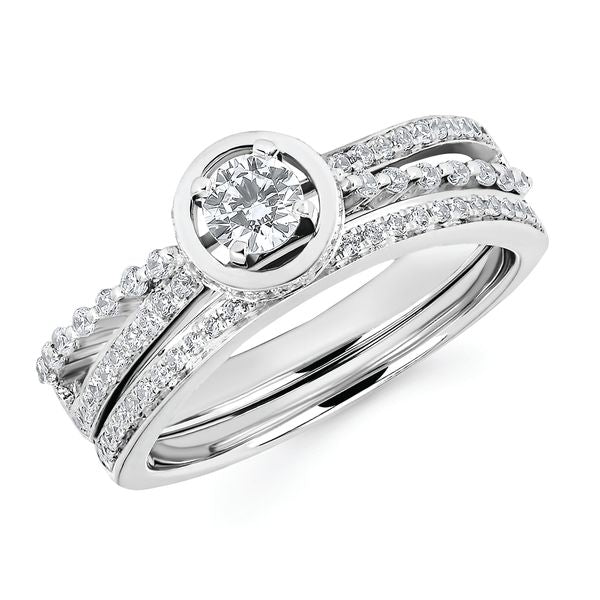 14k White Gold Bridal Set