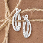 14k White Gold Diamond Earrings - Image 3